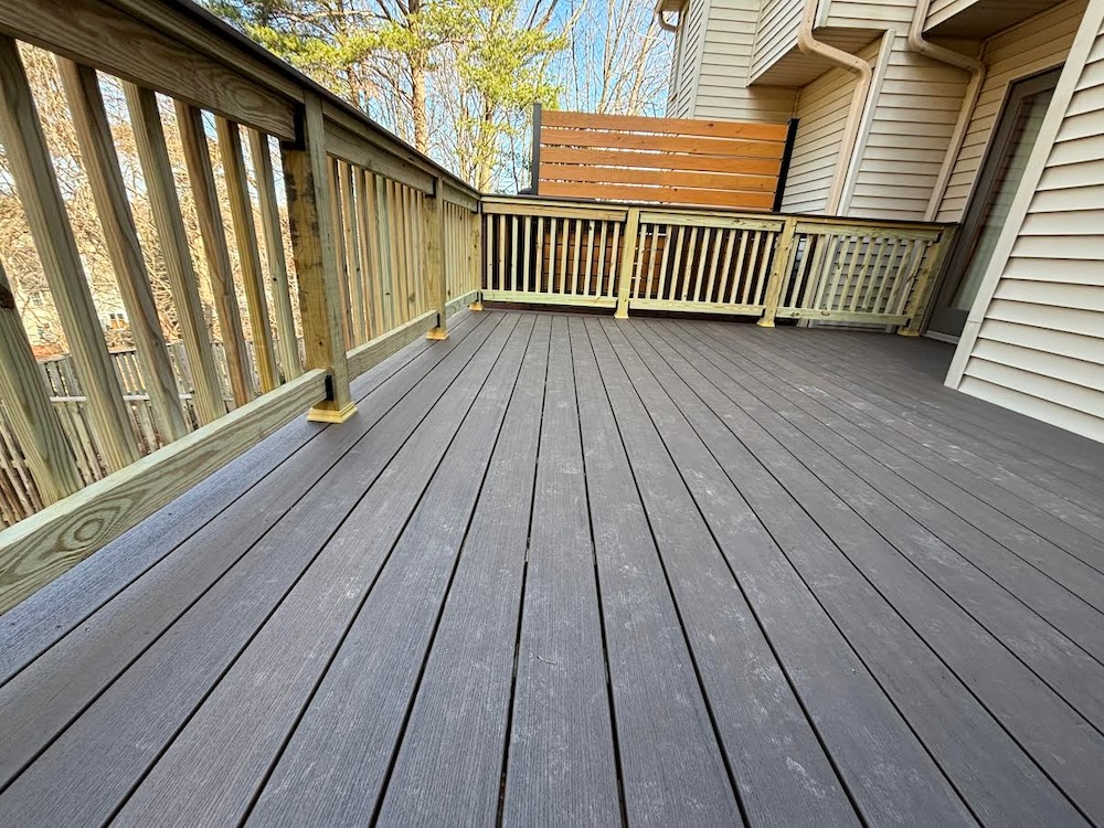 Composite deck with custom privacy wall in Elkridge Maryland