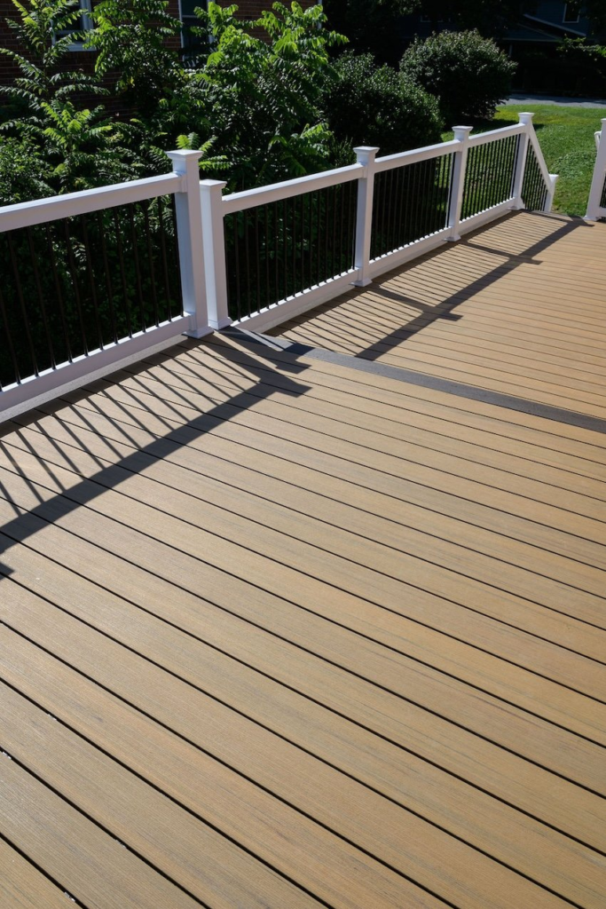 custom-composite-deck-catonsville-maryland - thefinalcuthomeimprovementllc.com Custom composite deck in Catonsville MD featuring TimberTech decking and decorative border accents