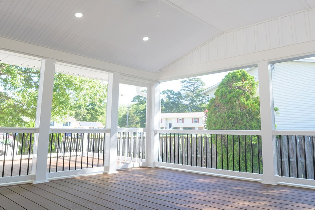 luxury-screened-in-porch-catonsville-maryland - thefinalcuthomeimprovementllc.com Luxury screened-in porch with vinyl beadboard ceiling and Trex composite decking in Catonsville Maryland