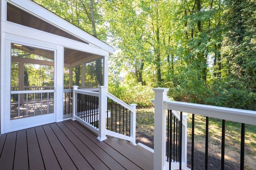 Exterior view of custom screened porch built in Perry Hall Maryland